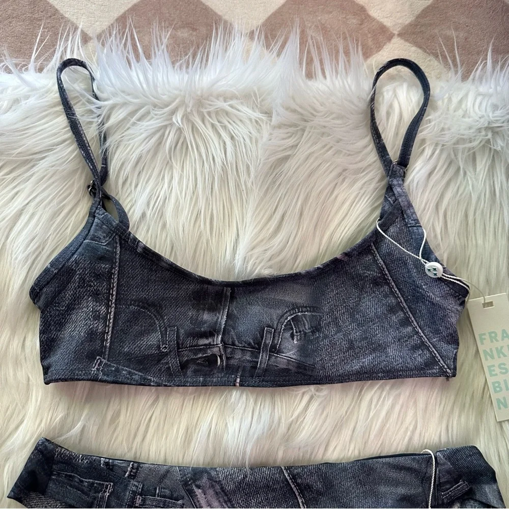 Frankie's Bikinis Blue Denim-Style Bikini